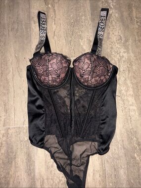VS Rhinestone Strap bodysuit/corset top